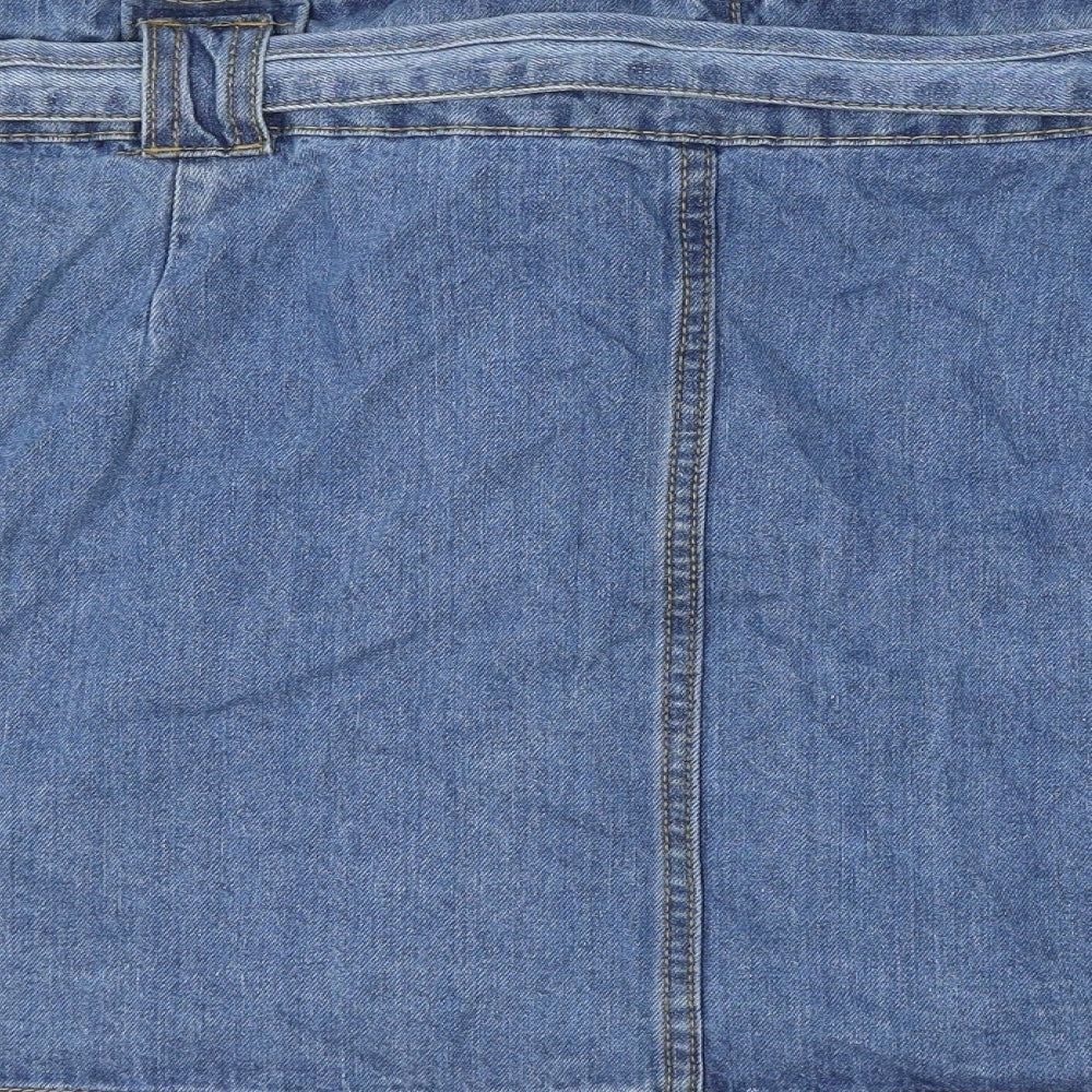 PEP&CO Womens Blue Cotton A-Line Skirt Size 22 Zip