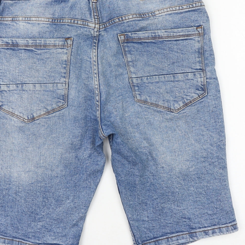 Primark Womens Blue Cotton Bermuda Shorts Size 32 in L11 in Regular Zip