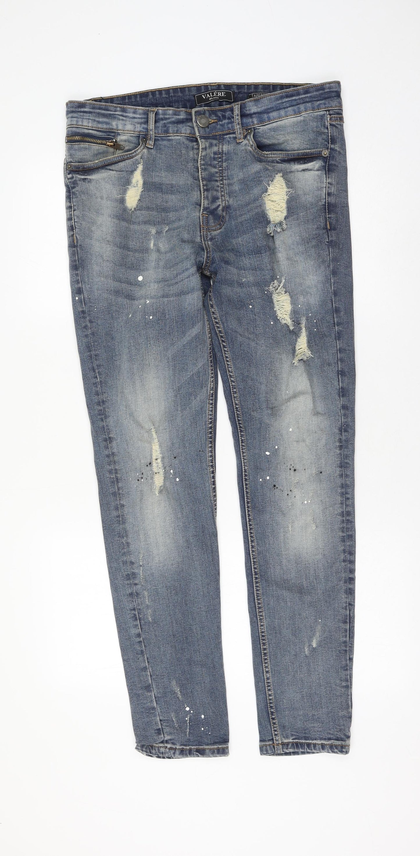 Valere Mens Blue Cotton Skinny Jeans Size 34 in L30 in Regular Zip