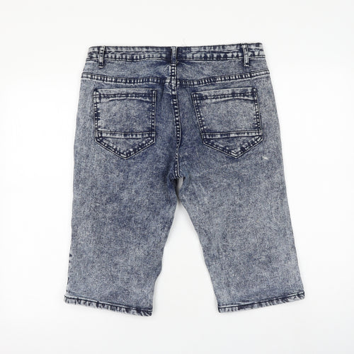 Brave Soul Womens Blue Cotton Bermuda Shorts Size S L13 in Regular Zip