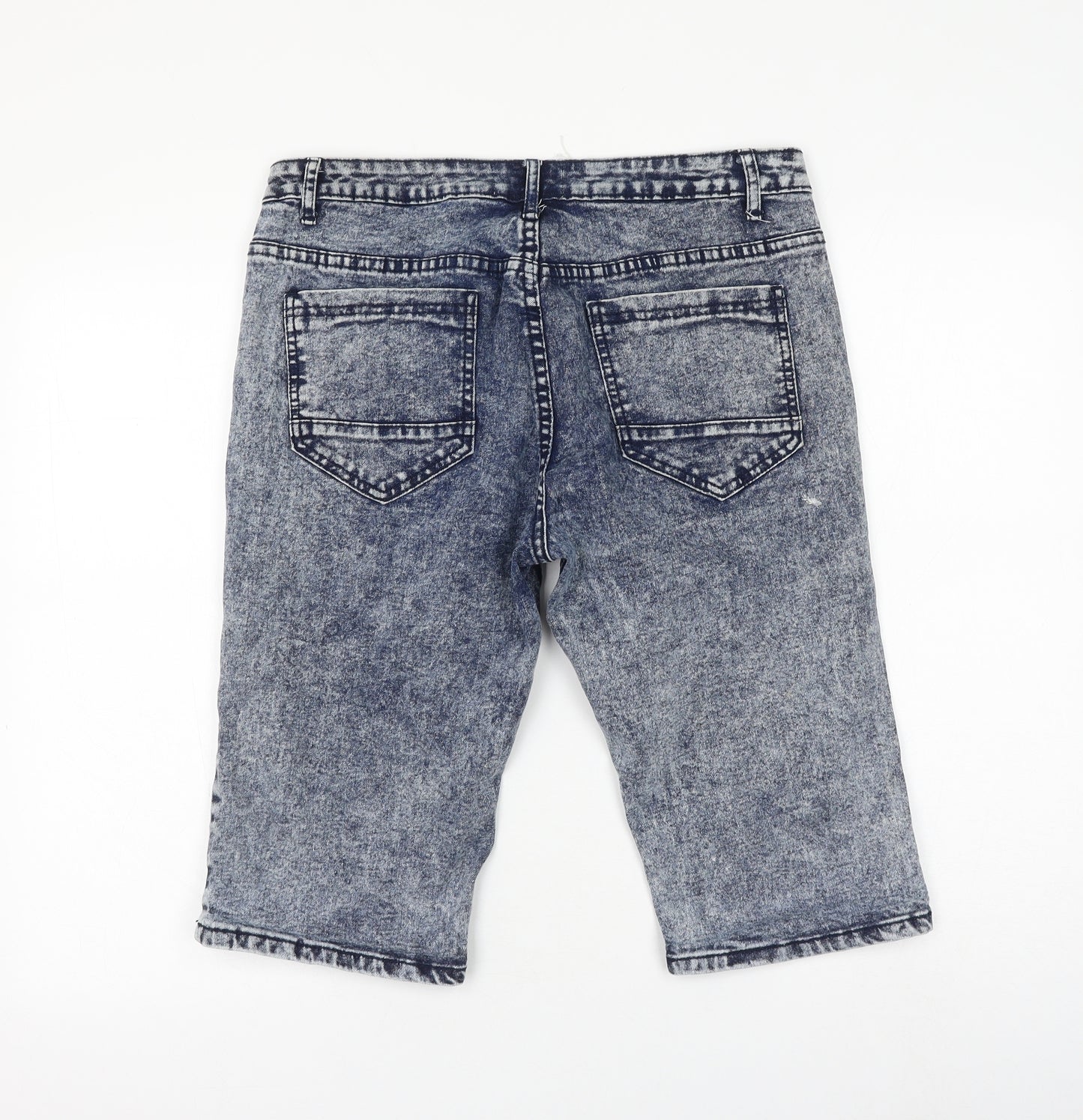 Brave Soul Womens Blue Cotton Bermuda Shorts Size S L13 in Regular Zip