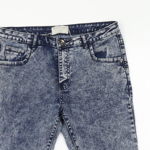 Brave Soul Womens Blue Cotton Bermuda Shorts Size S L13 in Regular Zip