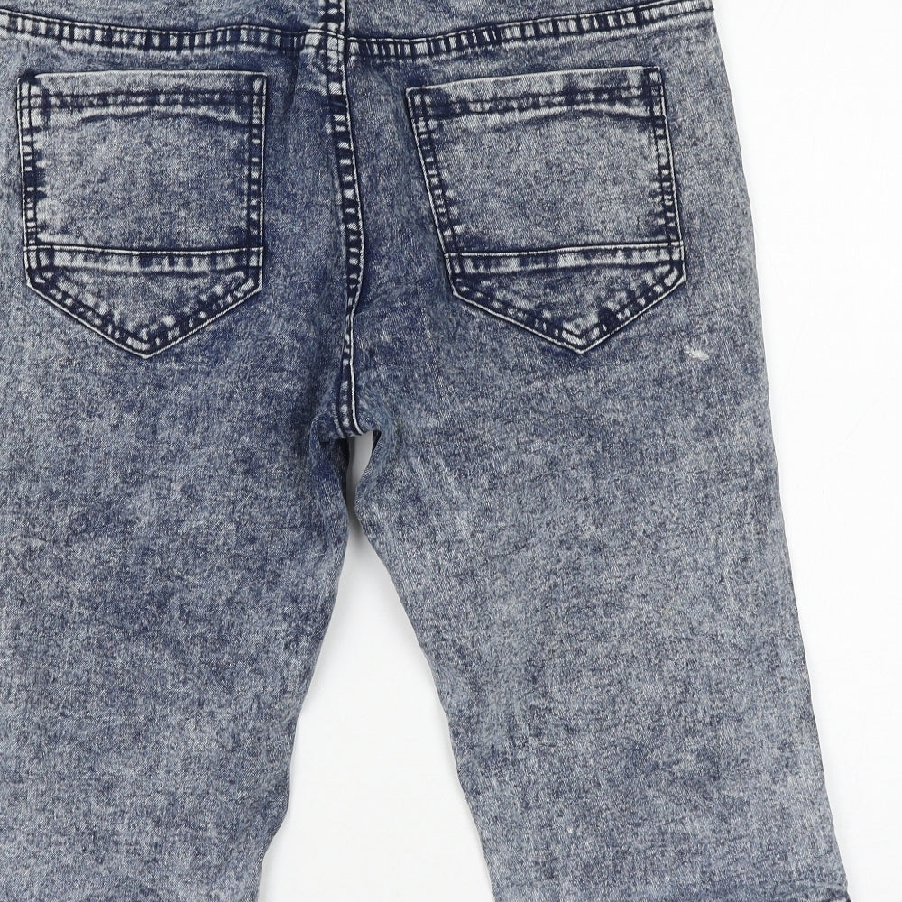 Brave Soul Womens Blue Cotton Bermuda Shorts Size S L13 in Regular Zip