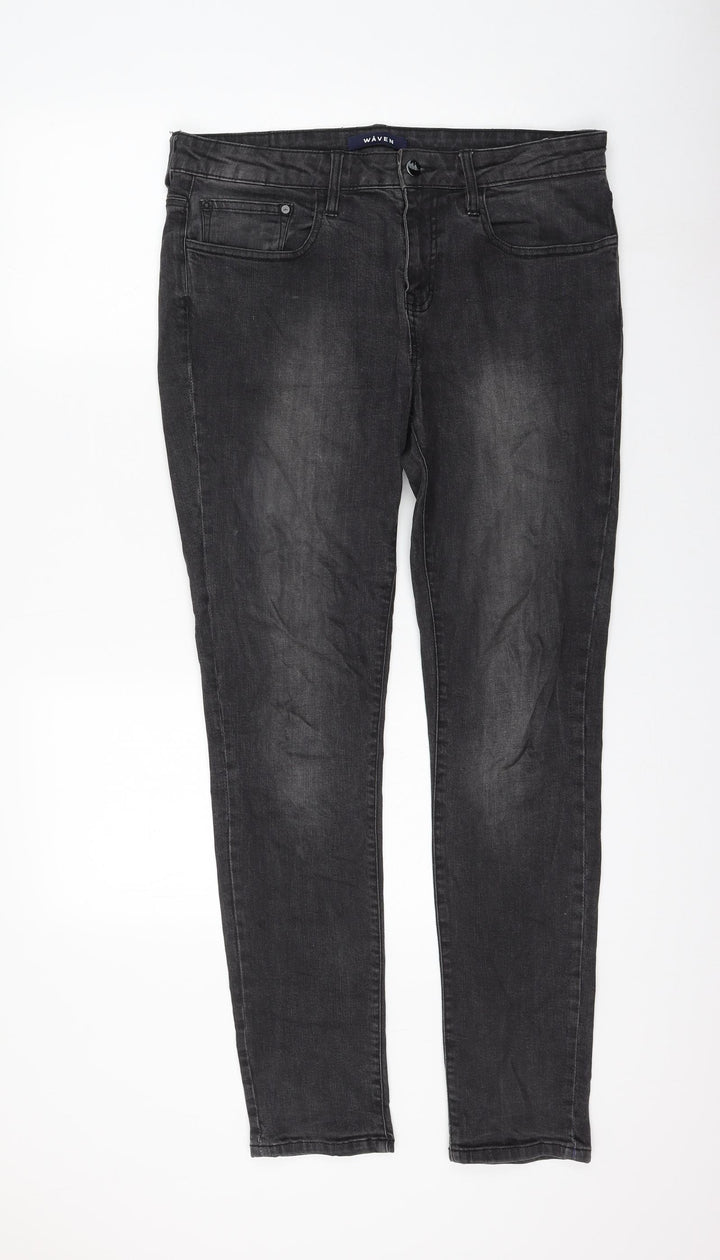 Waven Womens Grey Cotton Skinny Jeans Size 34 in L30 in Regular Zip