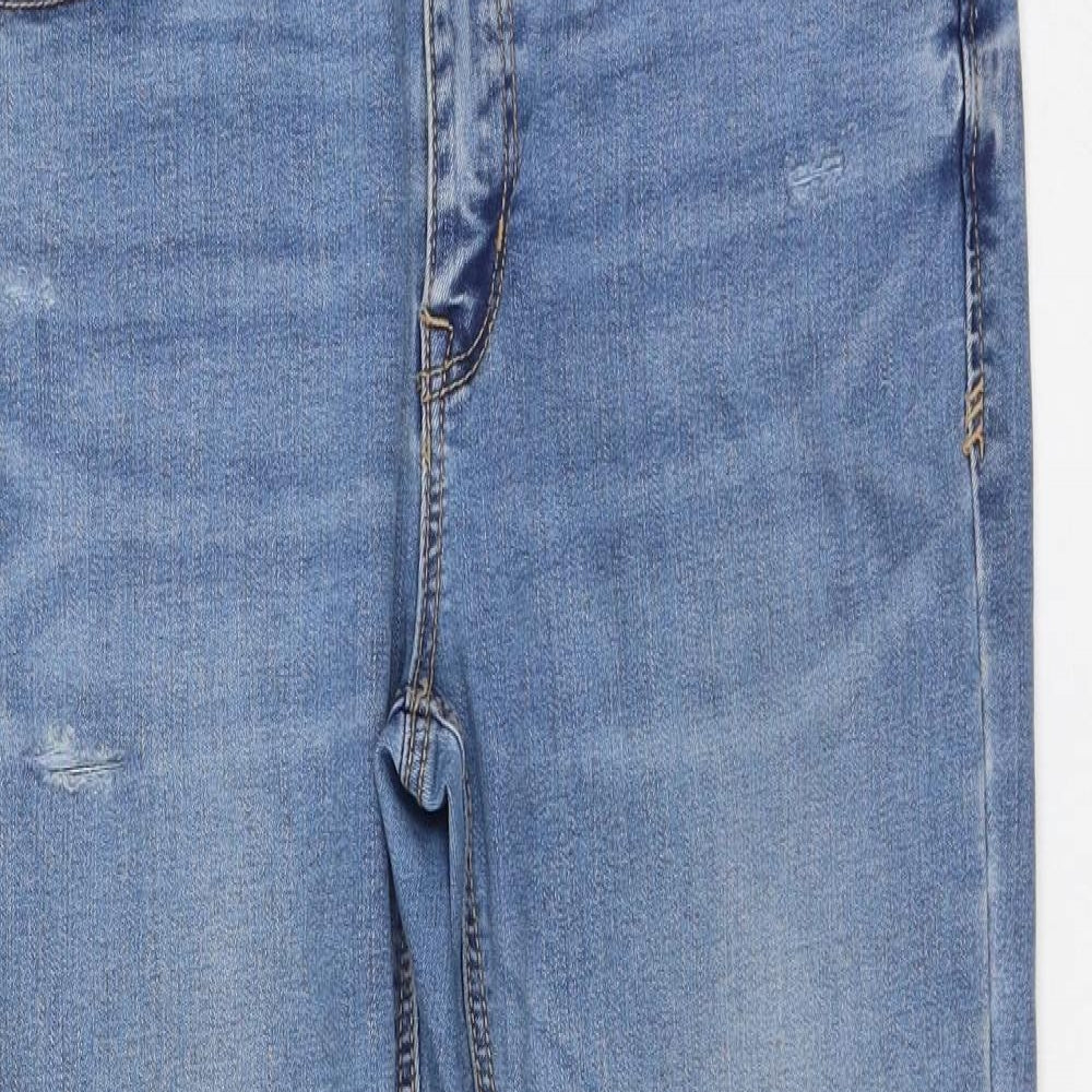 Stradivarius Womens Blue Cotton Skinny Jeans Size 12 L26 in Regular Zip