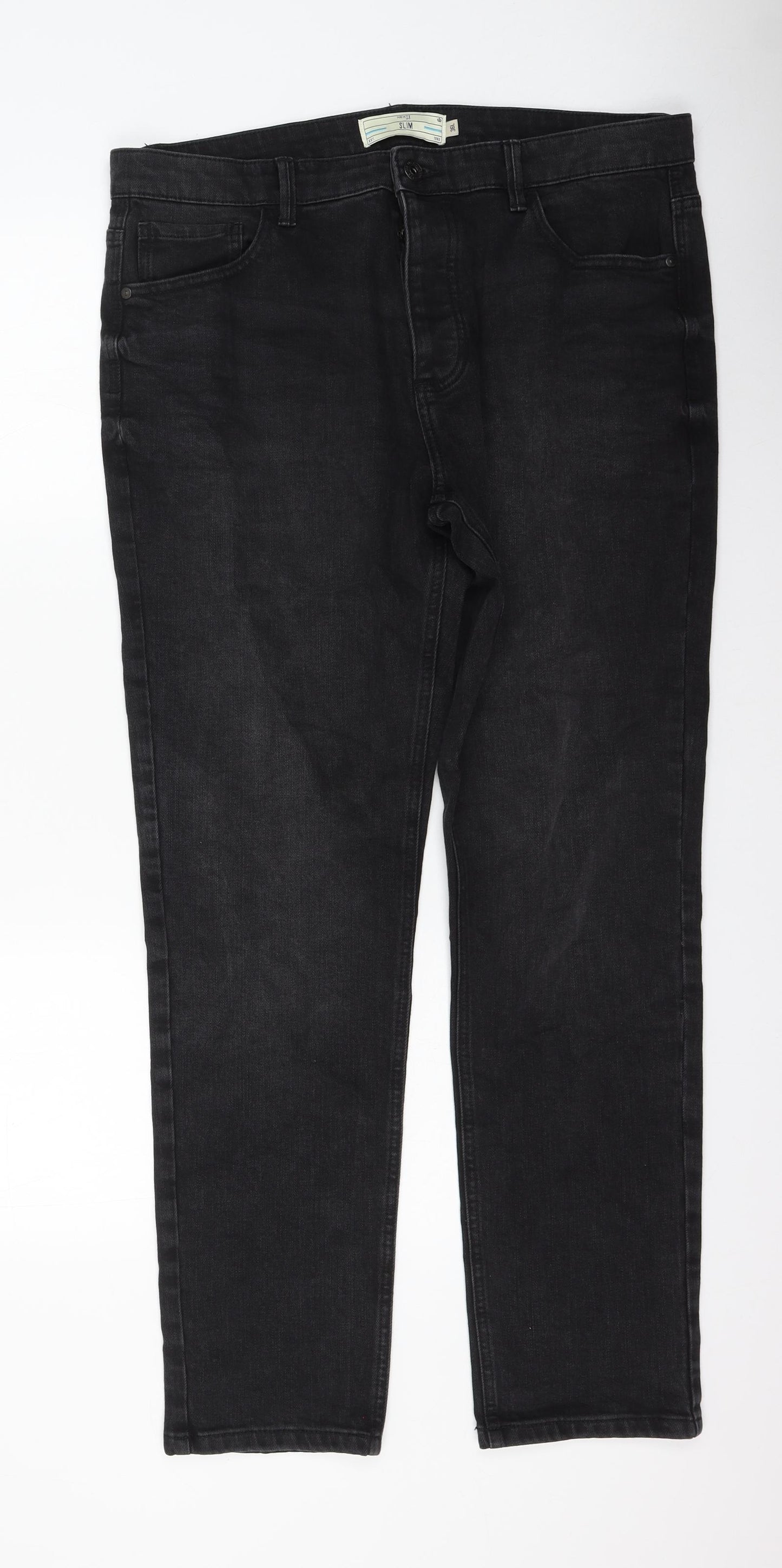 NEXT Mens Black Cotton Straight Jeans Size 36 in L30 in Regular Zip