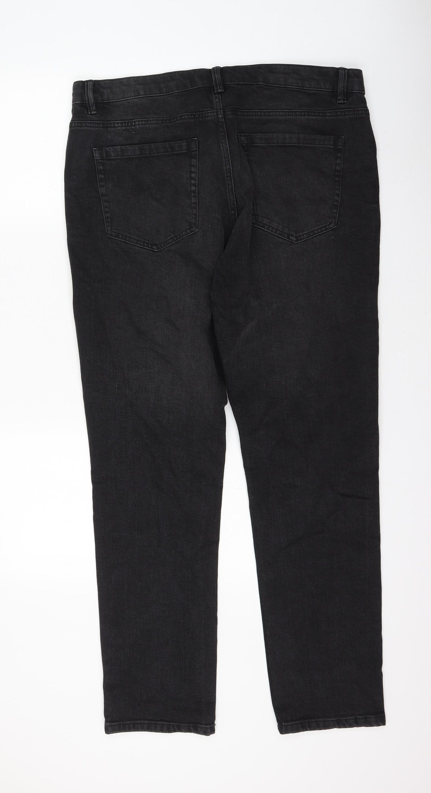 NEXT Mens Black Cotton Straight Jeans Size 36 in L30 in Regular Zip