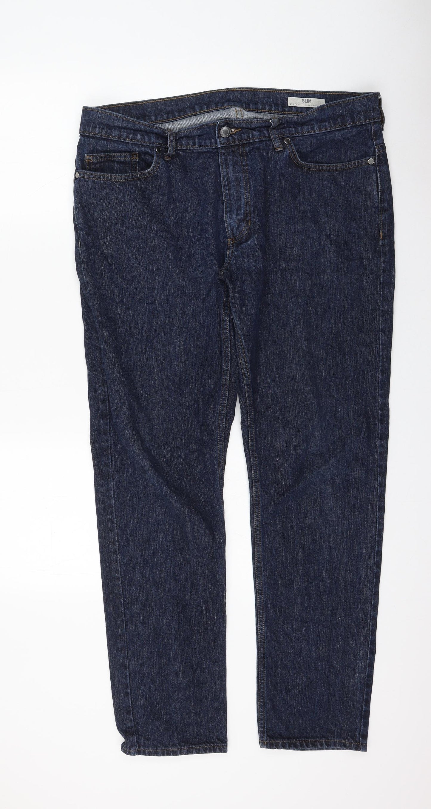 Preworn Mens Blue Polyester Straight Jeans Size 36 in L31 in Regular Zip