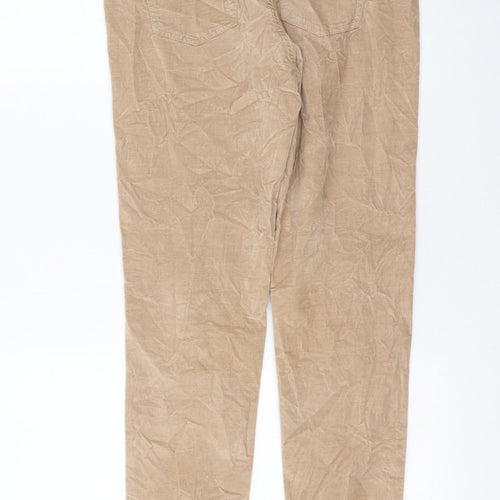 United Colors of Benetton Womens Beige Cotton Trousers Size 8 L28 in Regular Zip