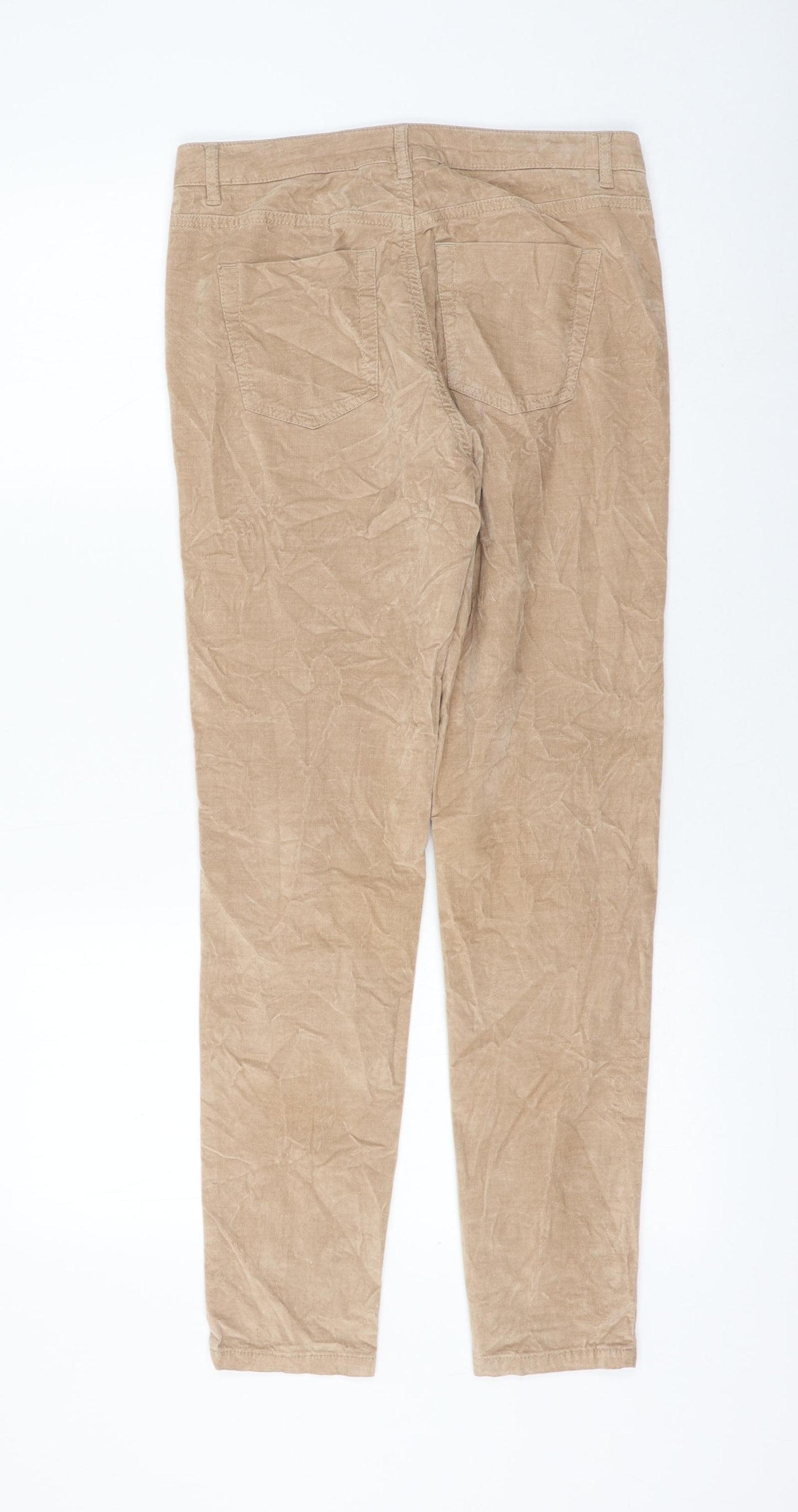 United Colors of Benetton Womens Beige Cotton Trousers Size 8 L28 in Regular Zip