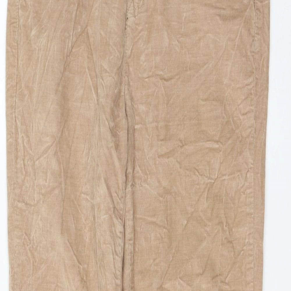 United Colors of Benetton Womens Beige Cotton Trousers Size 8 L28 in Regular Zip
