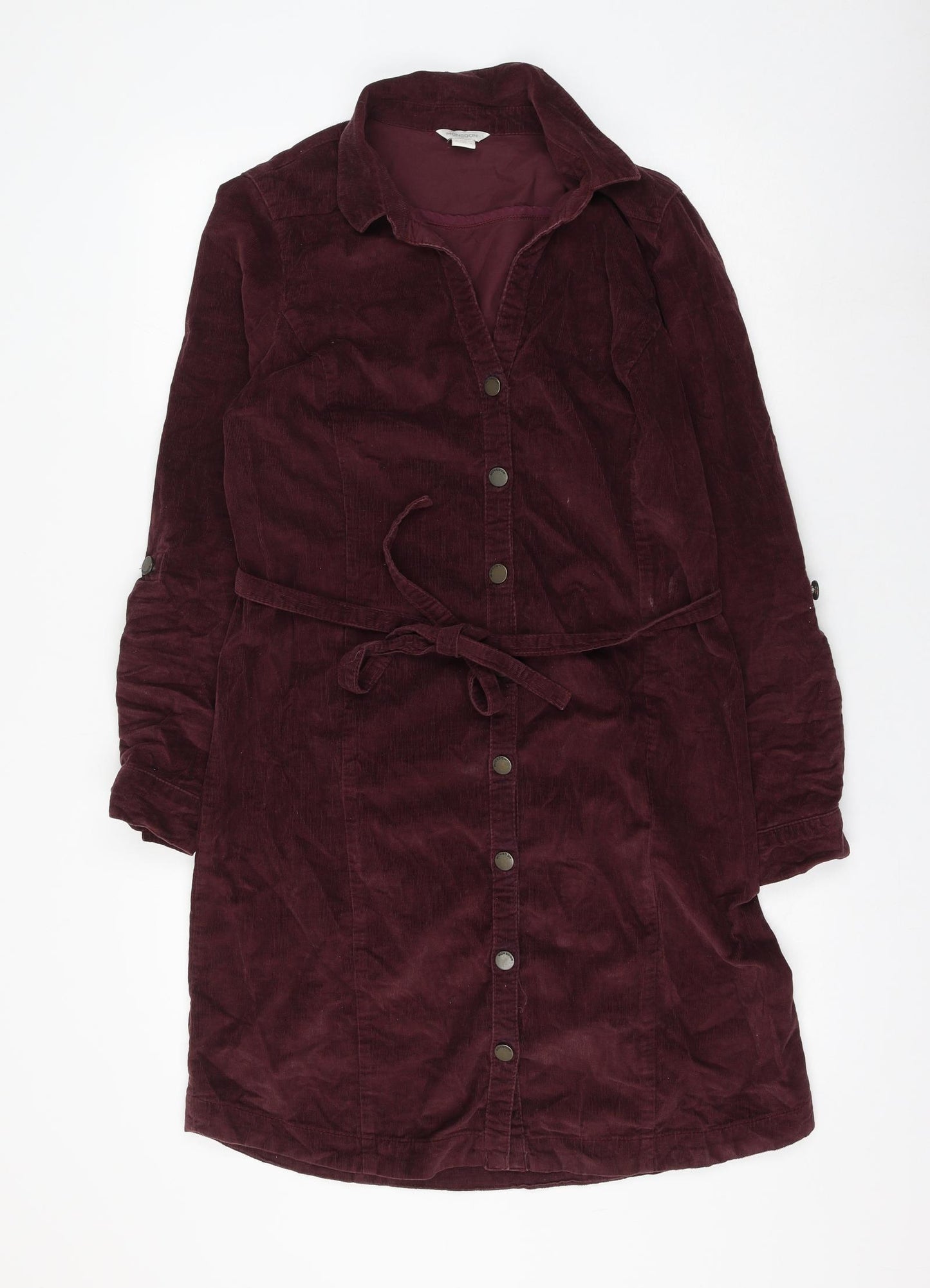 Monsoon Womens Purple Cotton Shirt Dress Size 12 Collared Button