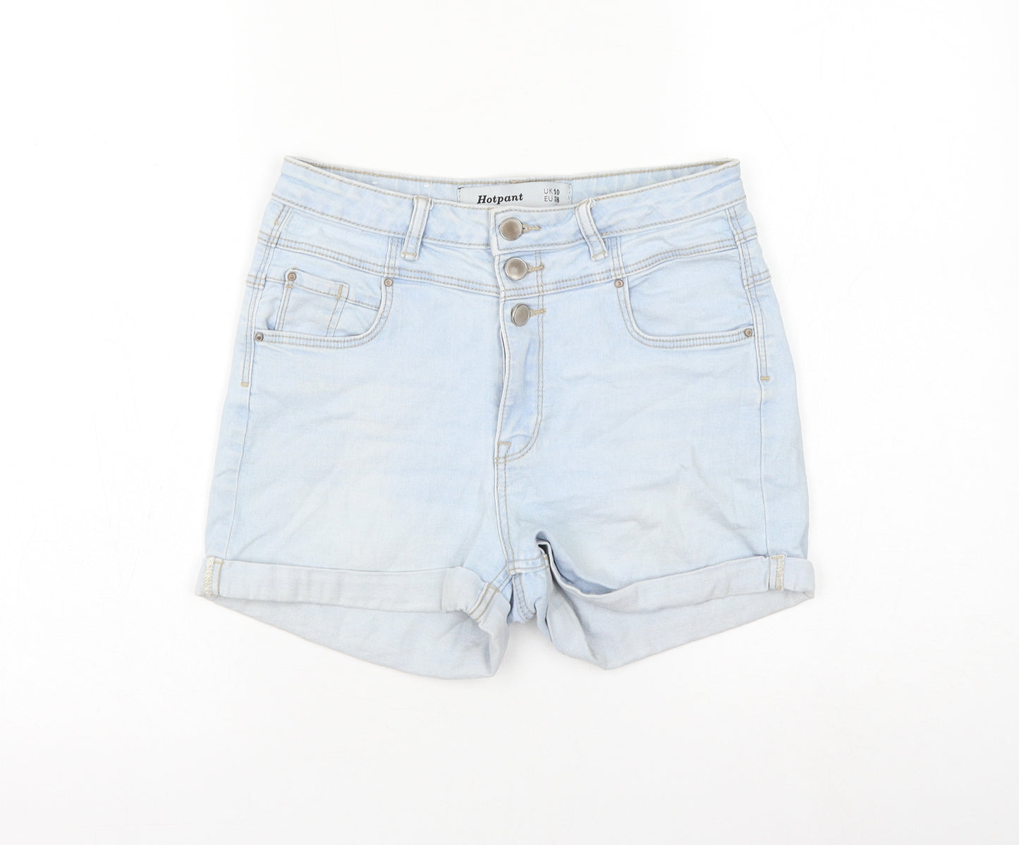 New Look Womens Blue Cotton Hot Pants Shorts Size 10 L3 in Regular Zip