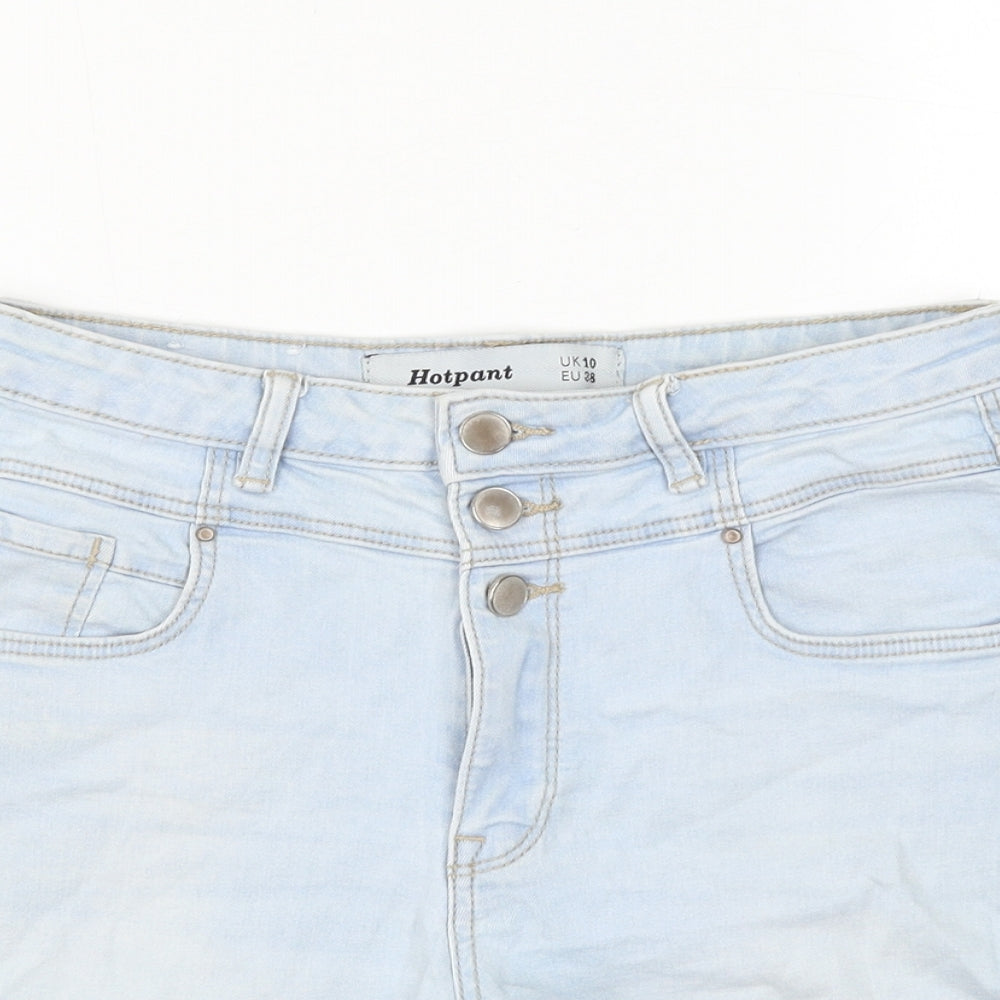 New Look Womens Blue Cotton Hot Pants Shorts Size 10 L3 in Regular Zip