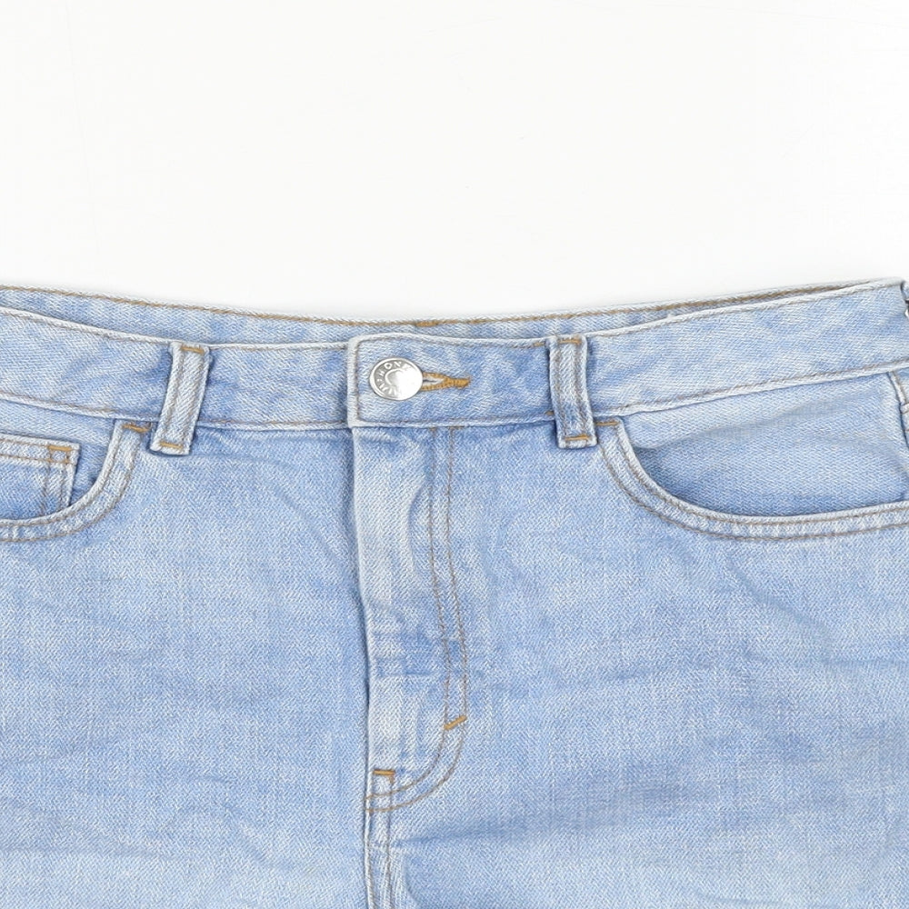 Monki Womens Blue Cotton Hot Pants Shorts Size 27 in L3 in Regular Zip