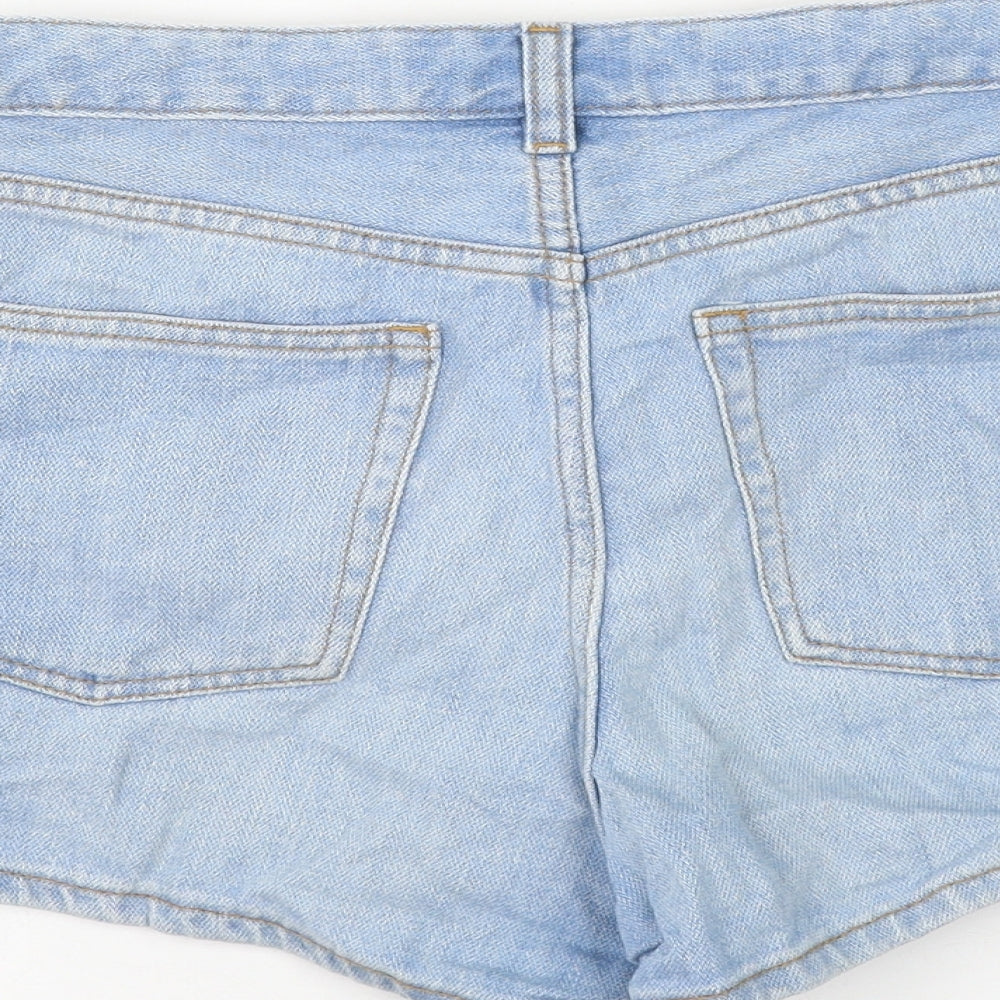 Monki Womens Blue Cotton Hot Pants Shorts Size 27 in L3 in Regular Zip
