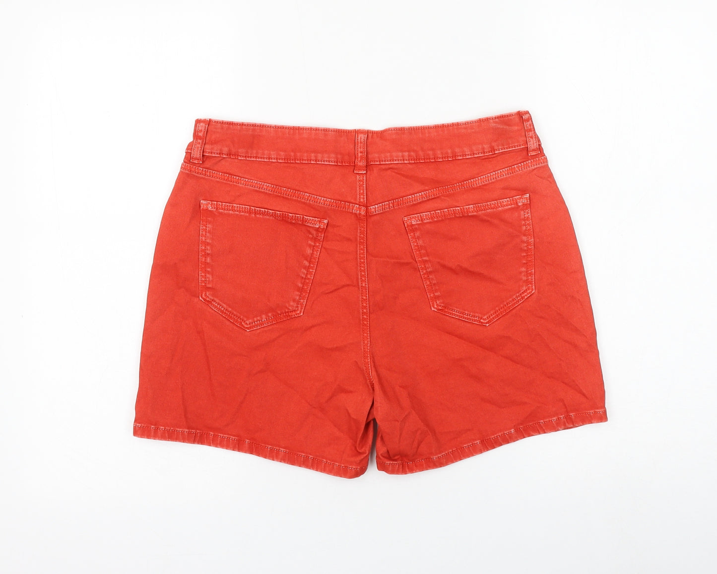 Preworn Womens Red Polyester Hot Pants Shorts Size 30 in L5 in Regular Zip