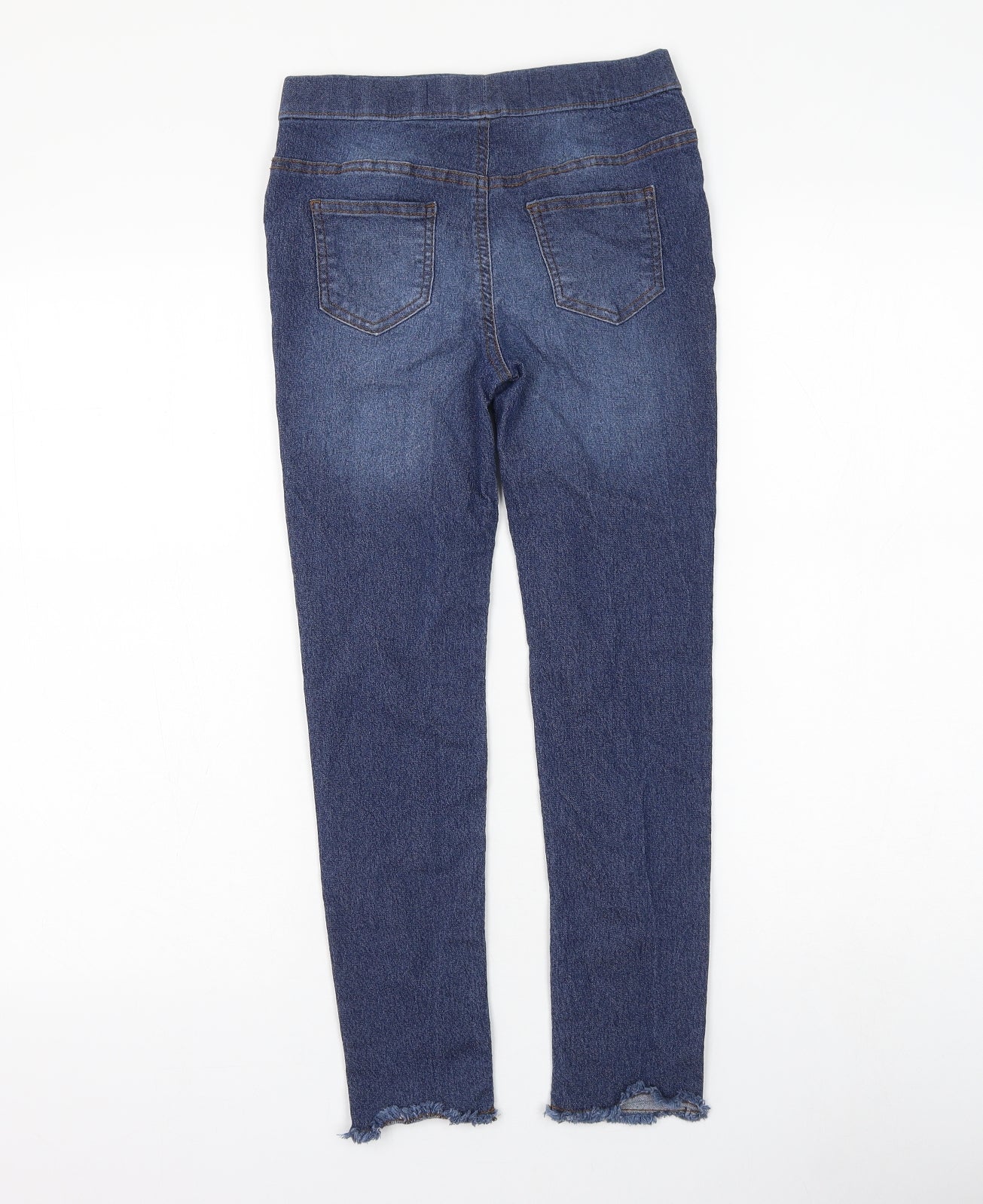 Primark Girls Blue Cotton Jegging Jeans Size 10-11 Years Regular - Distressed