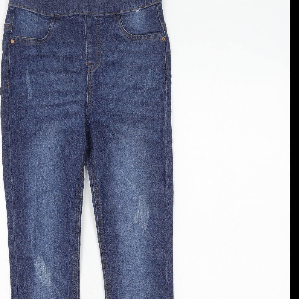 Primark Girls Blue Cotton Jegging Jeans Size 10-11 Years Regular - Distressed