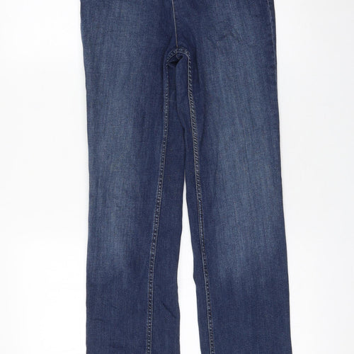 Marks and Spencer Womens Blue Cotton Straight Jeans Size 8 L29 in Regular Zip