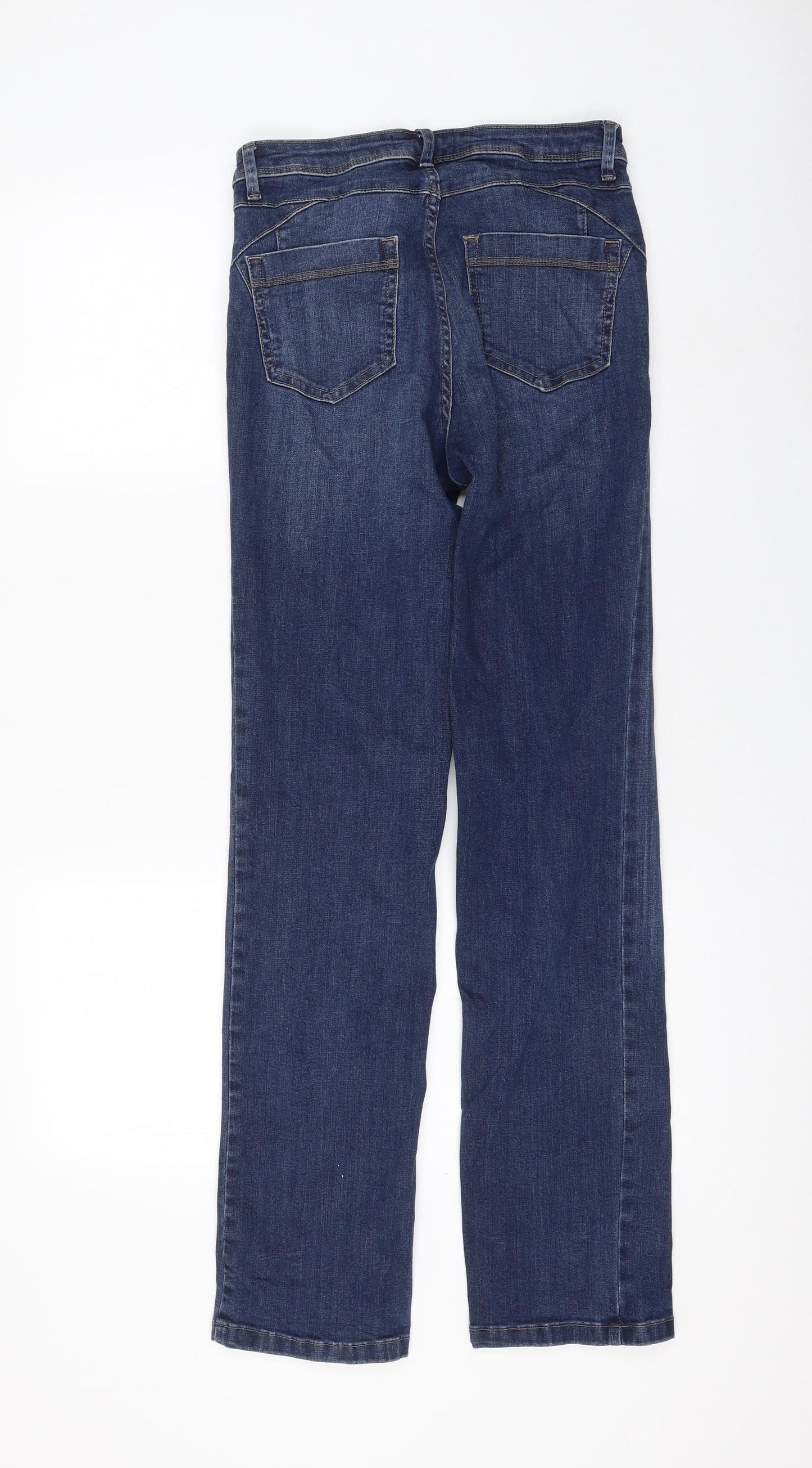 Marks and Spencer Womens Blue Cotton Straight Jeans Size 8 L29 in Regular Zip