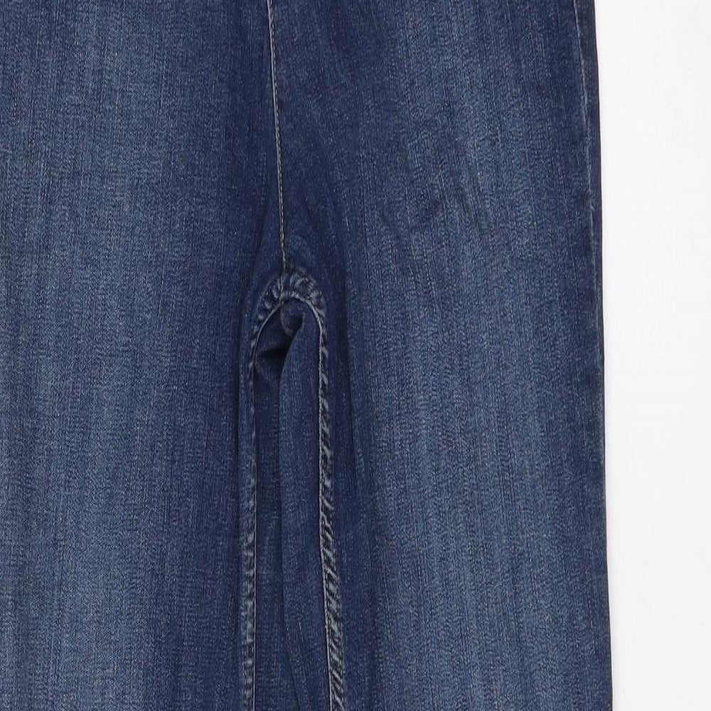 Marks and Spencer Womens Blue Cotton Straight Jeans Size 8 L29 in Regular Zip