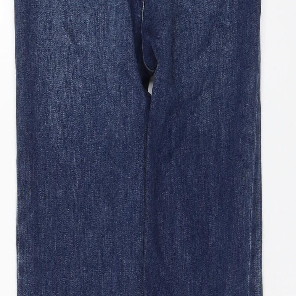Marks and Spencer Womens Blue Cotton Straight Jeans Size 8 L29 in Regular Zip