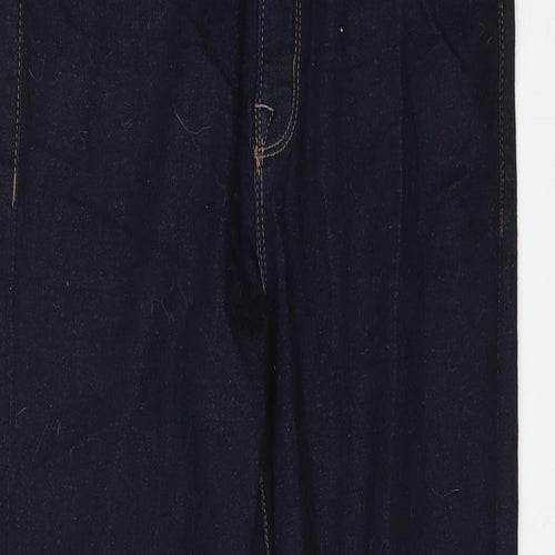 Marks and Spencer Womens Blue Cotton Straight Jeans Size 12 L26 in Regular Zip