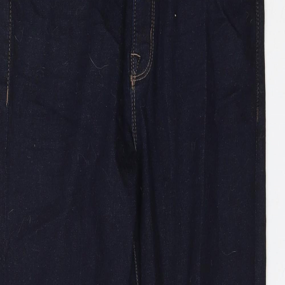 Marks and Spencer Womens Blue Cotton Straight Jeans Size 12 L26 in Regular Zip