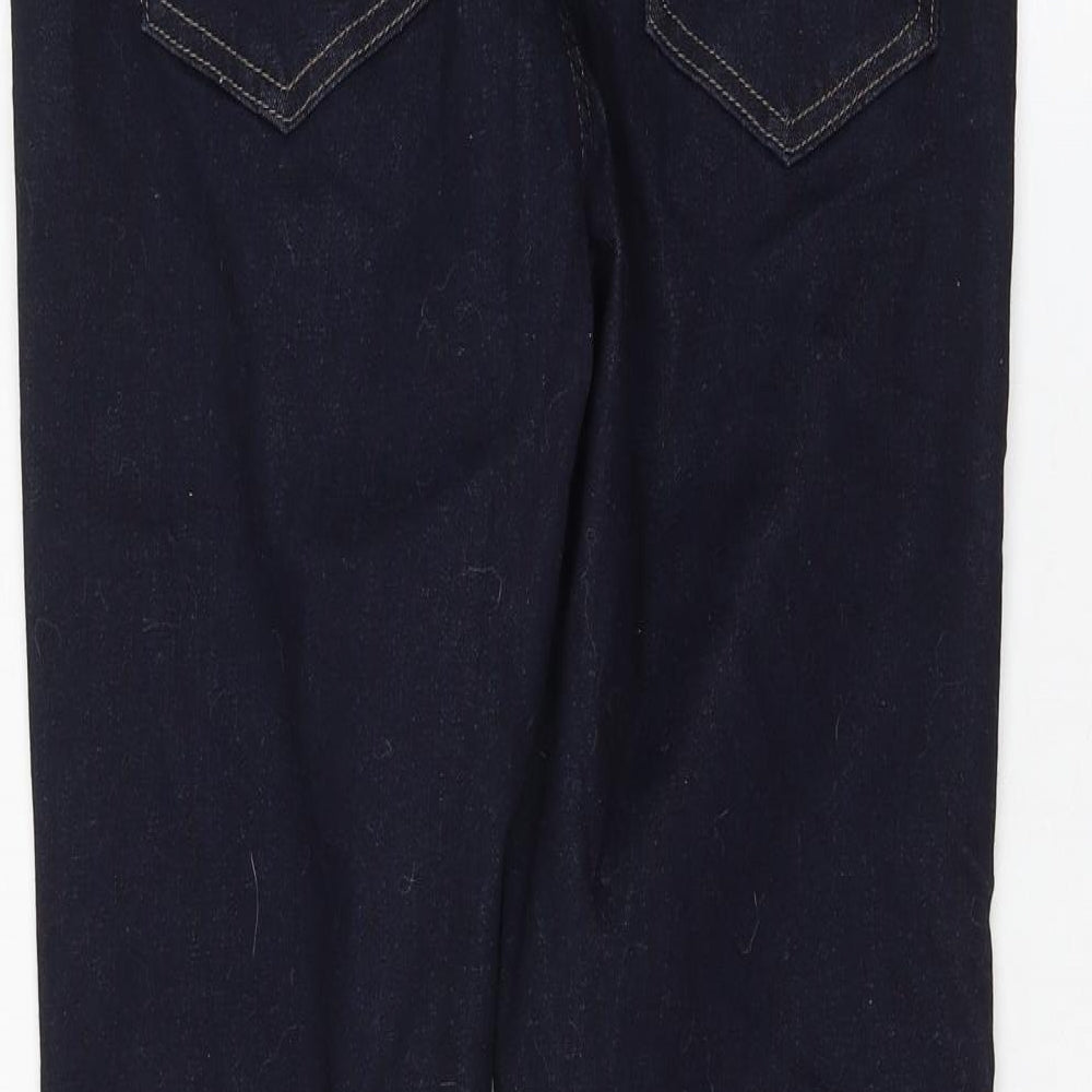 Marks and Spencer Womens Blue Cotton Straight Jeans Size 12 L26 in Regular Zip