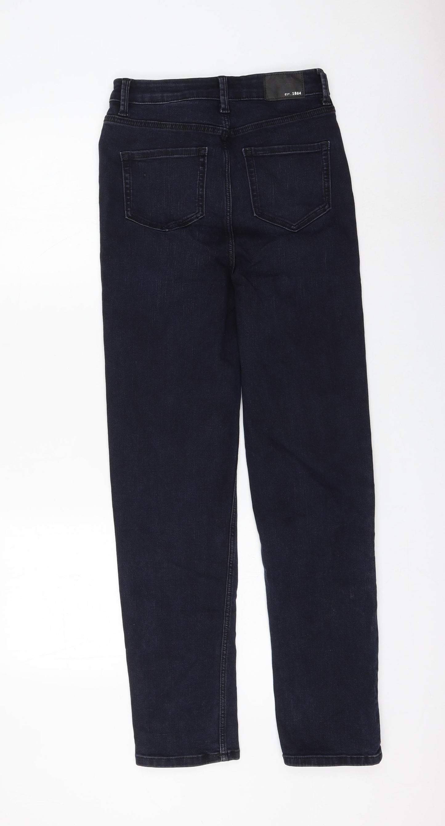 Marks and Spencer Womens Blue Cotton Straight Jeans Size 8 L27 in Regular Zip