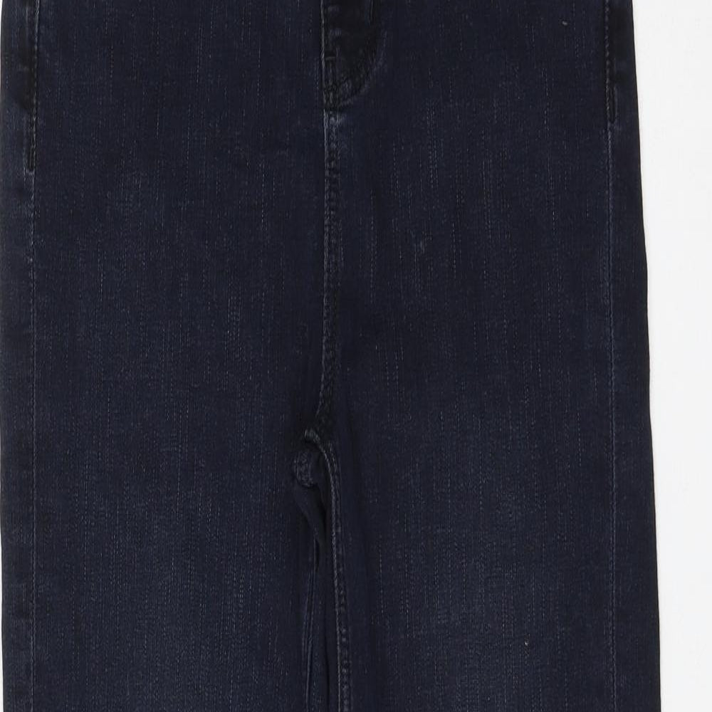 Marks and Spencer Womens Blue Cotton Straight Jeans Size 8 L27 in Regular Zip