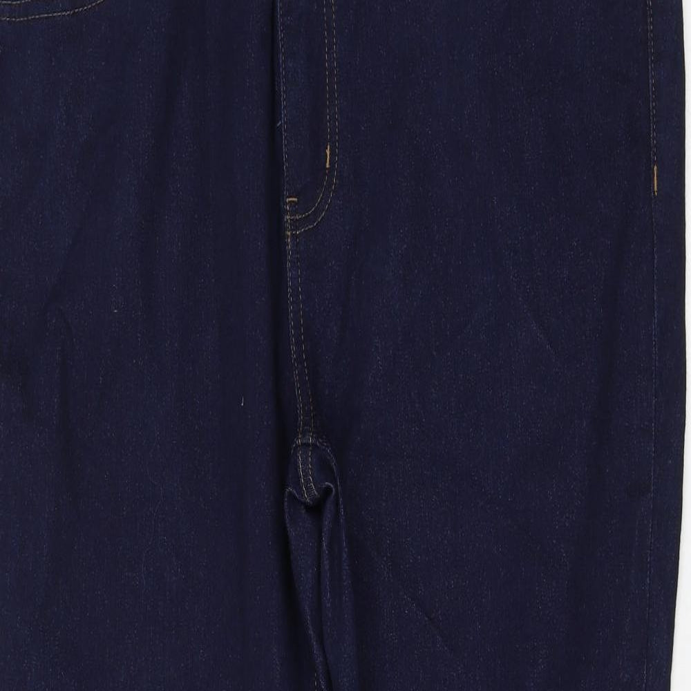 Marks and Spencer Womens Blue Polyester Straight Jeans Size 18 L26 in Regular Zip