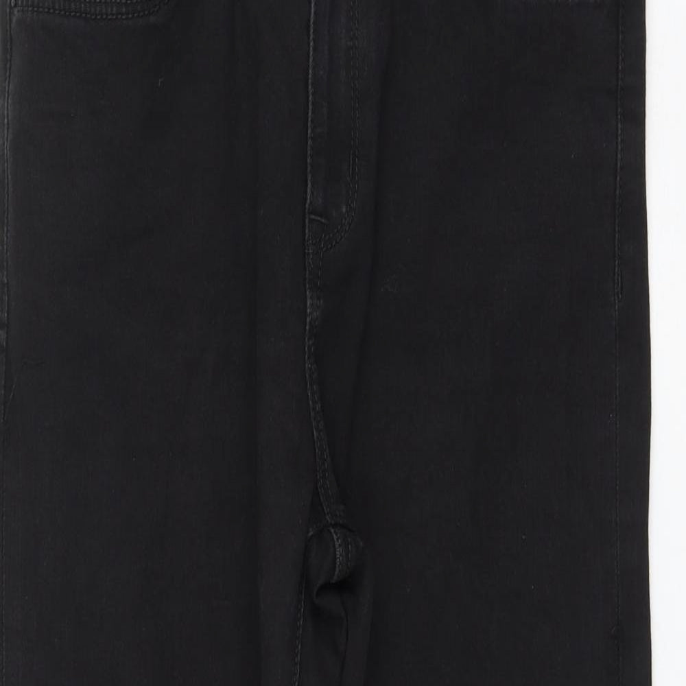 Marks and Spencer Womens Black Cotton Straight Jeans Size 12 L24 in Regular Zip