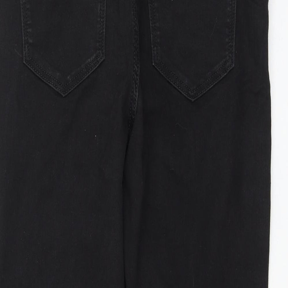 Marks and Spencer Womens Black Cotton Straight Jeans Size 12 L24 in Regular Zip