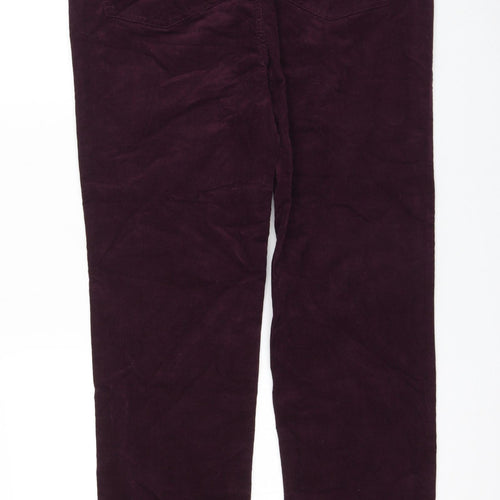 Marks and Spencer Womens Purple Cotton Trousers Size 16 L31 in Regular Zip