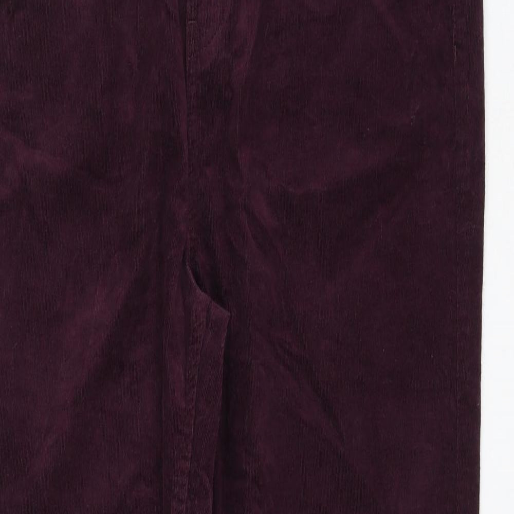Marks and Spencer Womens Purple Cotton Trousers Size 16 L31 in Regular Zip