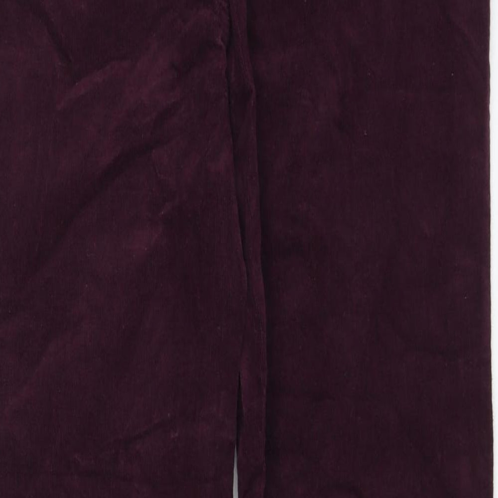 Marks and Spencer Womens Purple Cotton Trousers Size 16 L31 in Regular Zip
