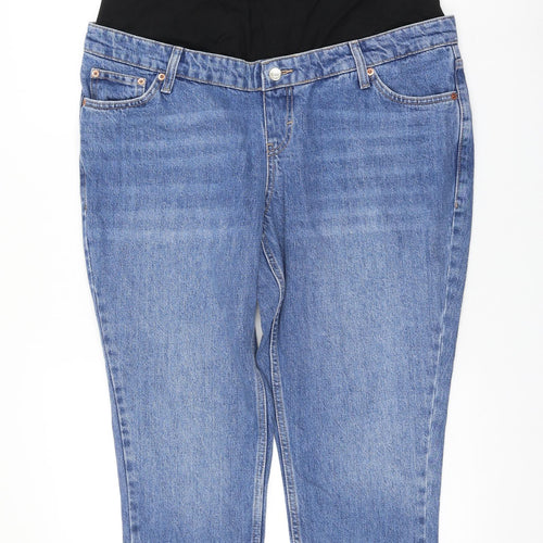 Topshop Womens Blue Cotton Straight Jeans Size 34 in L28 in Regular Zip