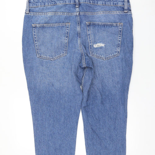Topshop Womens Blue Cotton Straight Jeans Size 34 in L28 in Regular Zip