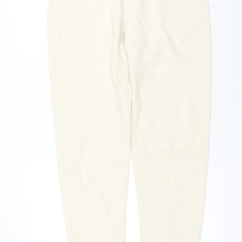 Marks and Spencer Womens Ivory Cotton Straight Jeans Size 32 in L33 in Regular Zip
