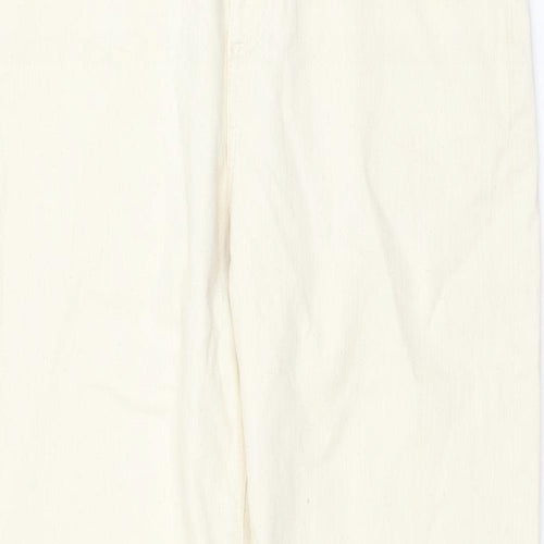 Marks and Spencer Womens Ivory Cotton Straight Jeans Size 32 in L33 in Regular Zip