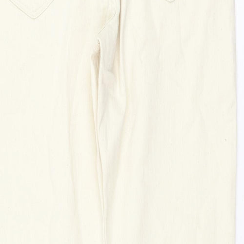 Marks and Spencer Womens Ivory Cotton Straight Jeans Size 32 in L33 in Regular Zip