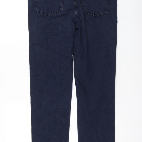 Marks and Spencer Womens Blue Cotton Straight Jeans Size 14 L30 in Regular Zip