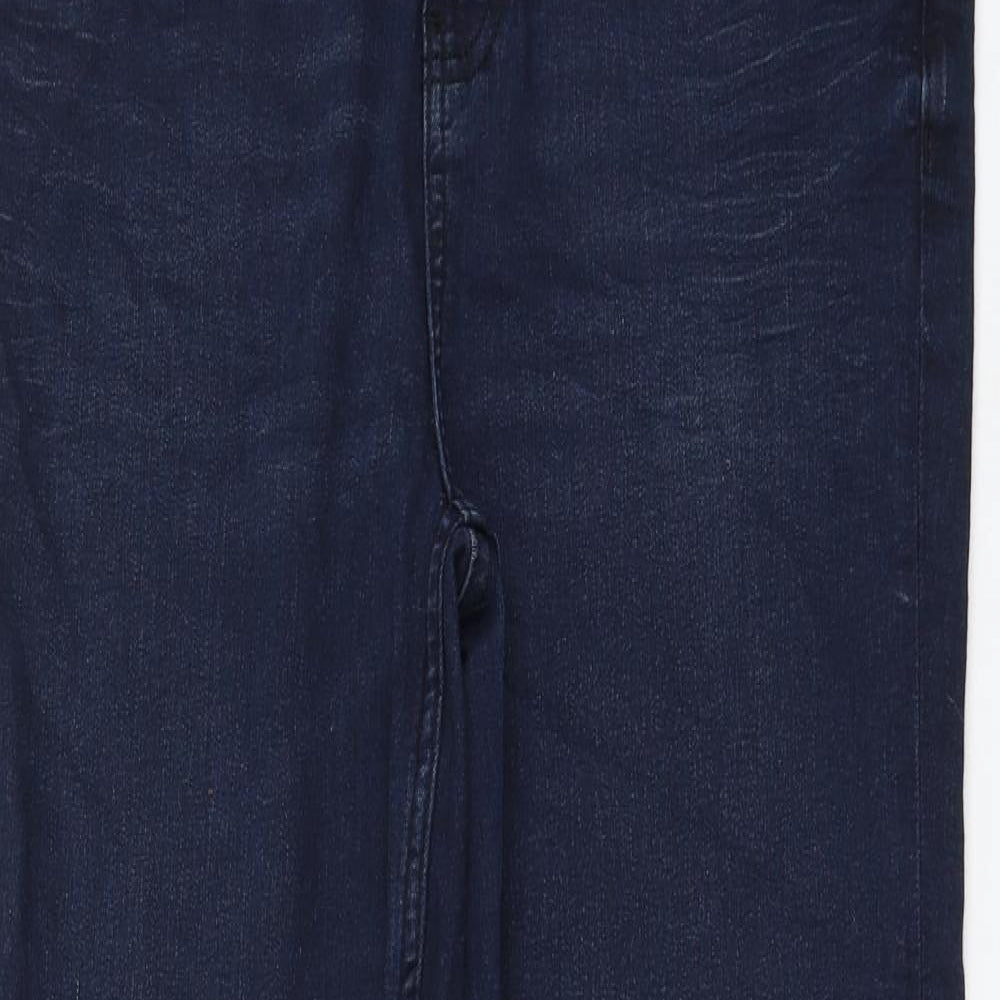 Marks and Spencer Womens Blue Cotton Straight Jeans Size 14 L30 in Regular Zip