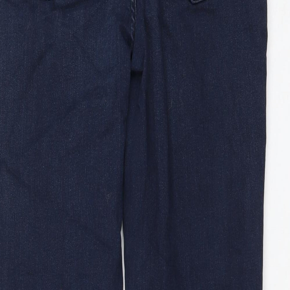 Marks and Spencer Womens Blue Cotton Straight Jeans Size 14 L30 in Regular Zip