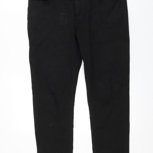River Island Womens Black Cotton Straight Jeans Size 32 in L28 in Regular Zip
