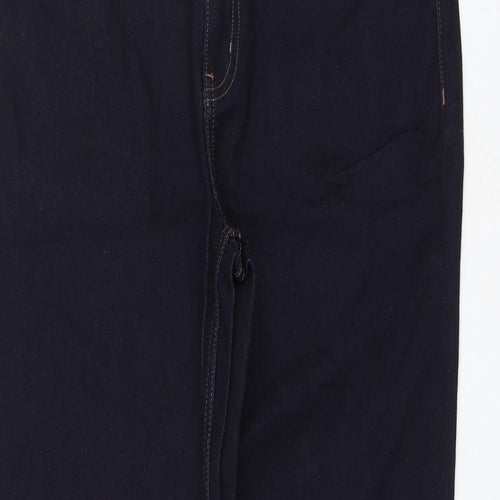 Marks and Spencer Womens Blue Cotton Straight Jeans Size 16 L28 in Regular Zip