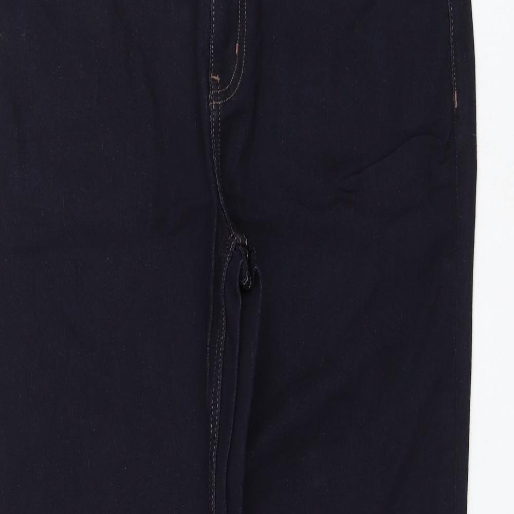 Marks and Spencer Womens Blue Cotton Straight Jeans Size 16 L28 in Regular Zip