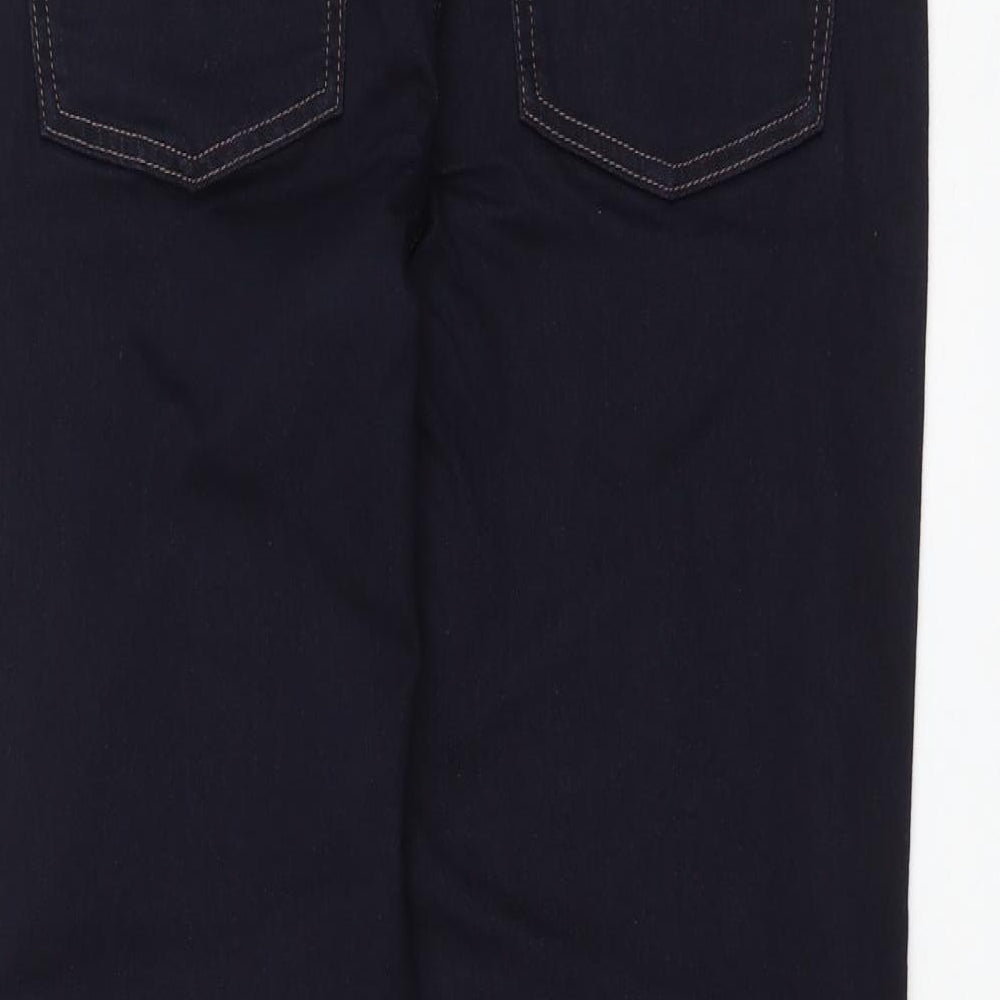 Marks and Spencer Womens Blue Cotton Straight Jeans Size 16 L28 in Regular Zip
